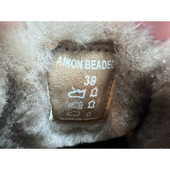 Laidback London Women's Handmade Boho Beaded Slide Slippers Sz38 (7.5) Fur Lined - Picture 10 of 11